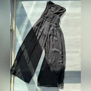bebe Strapless Wide-Leg Black Jumpsuit